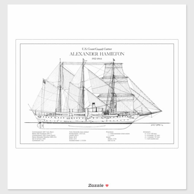 USCGC Alexander Hamilton wix-272 - SBD Aufkleber (Blatt)