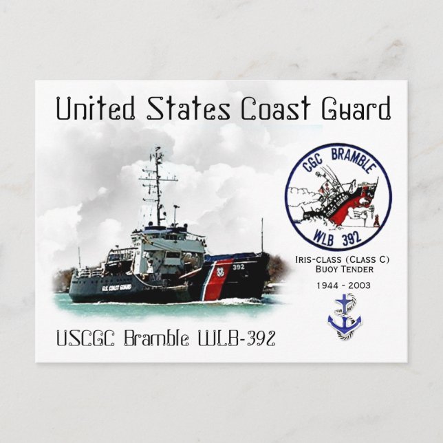 USCGC BRAMBLE WLB-392 BUOY TENDER-a Postkarte (Vorderseite)