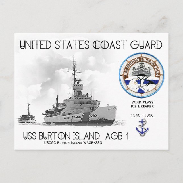 USCGC Burton Island WAGB-283 Ice Breaker Postkarte (Vorderseite)