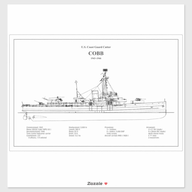 USCGC Cobb wpg-181 - BD Aufkleber (Blatt)