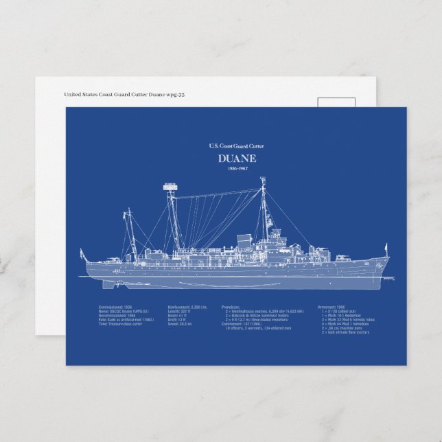 USCGC Duane wpg-33 - ABD Postkarte (Vorne/Hinten)