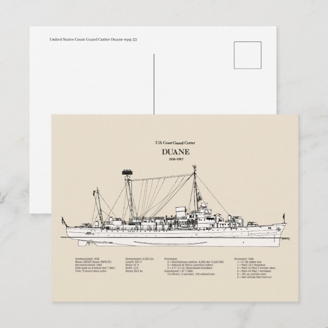 USCGC Duane wpg-33 - SBD Postkarte (Vorne/Hinten)