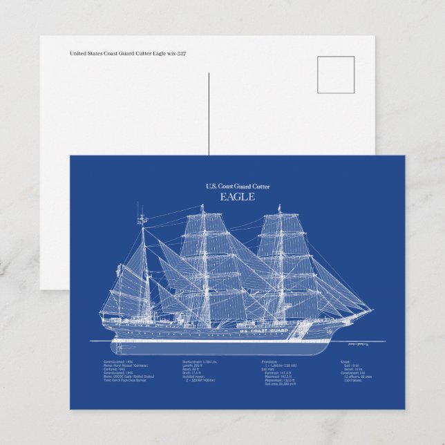 USCGC Eagle wix-327 - ABD Postkarte (Vorne/Hinten)