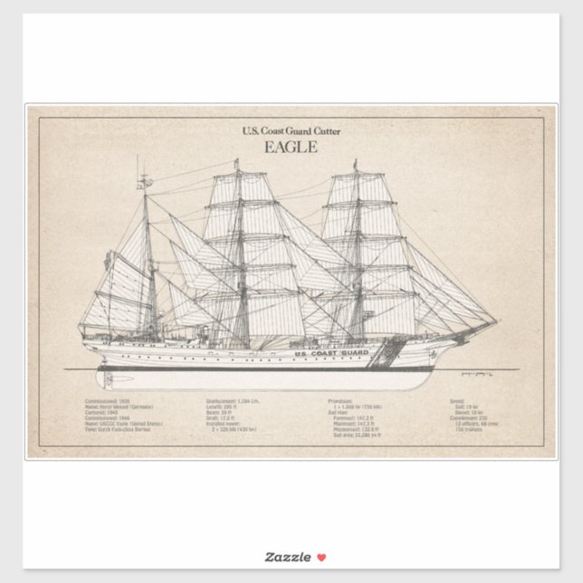 USCGC Eagle wix-327 - SBD Aufkleber (Blatt)