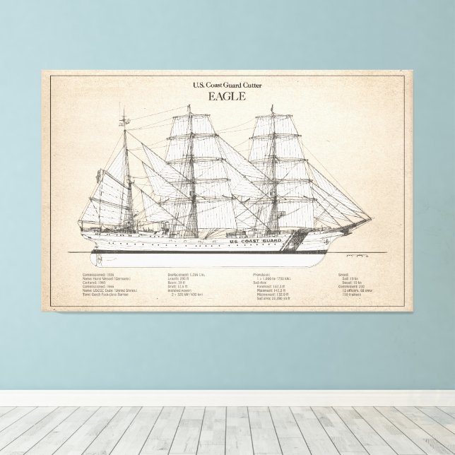 USCGC Eagle wix-327 - SBD Leinwanddruck (Insitu (Holzboden))