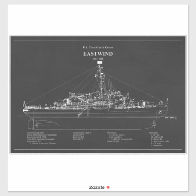 USCGC Eastwind Waggb-279 - ABD Aufkleber (Blatt)