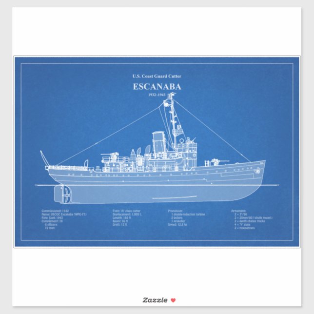 USCGC Escanaba wpc-77 - ABD Aufkleber (Blatt)