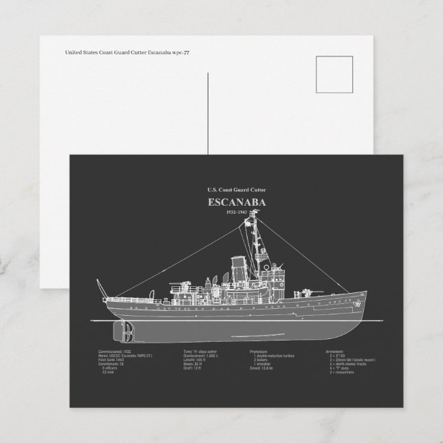 USCGC Escanaba wpc-77 - PD Postkarte (Vorne/Hinten)