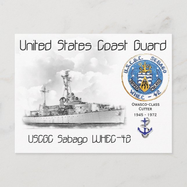 USCGC Sabago WHEC-42 Cutter Postkarte (Vorderseite)