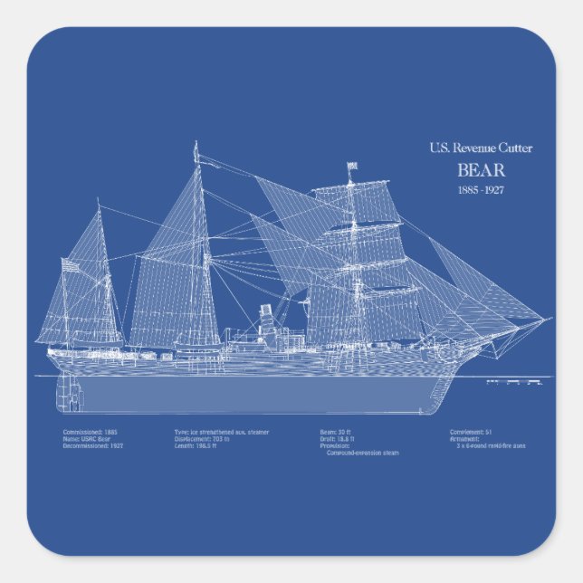 USCGRC USRC Bär - ABD Quadratischer Aufkleber (Vorderseite)