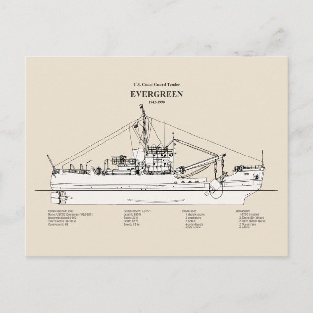 USCGT Evergreen wlb-295 - SBD Postkarte (Vorderseite)