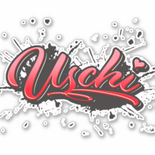 Uschi red Heart Graffiti Aufkleber Sticker