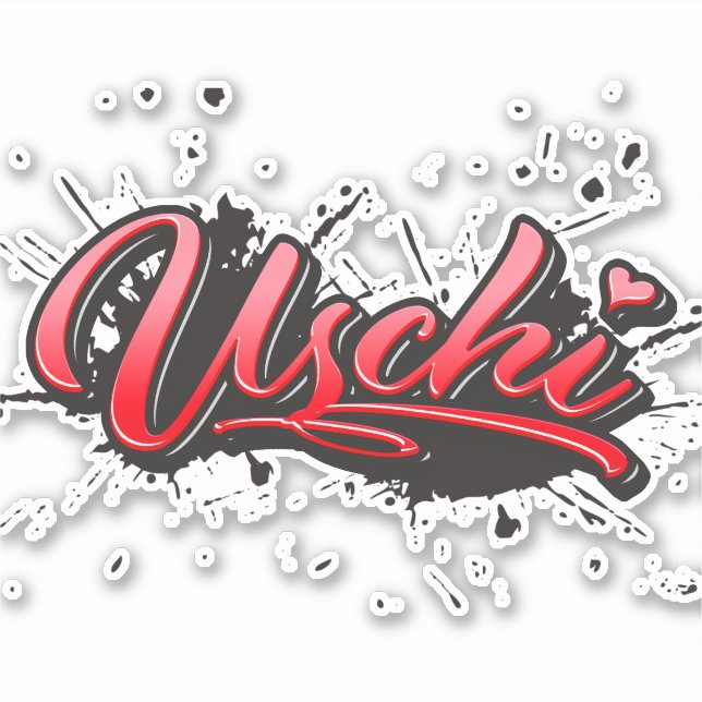 Uschi red Heart Graffiti Autocollants (Devant)