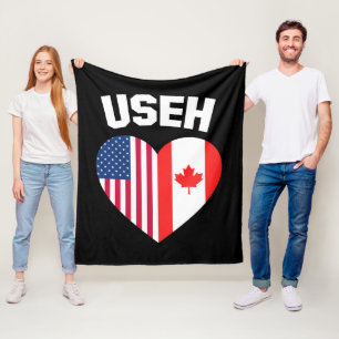USEH America Canada Flag Funny American Canadian Fleecedecke
