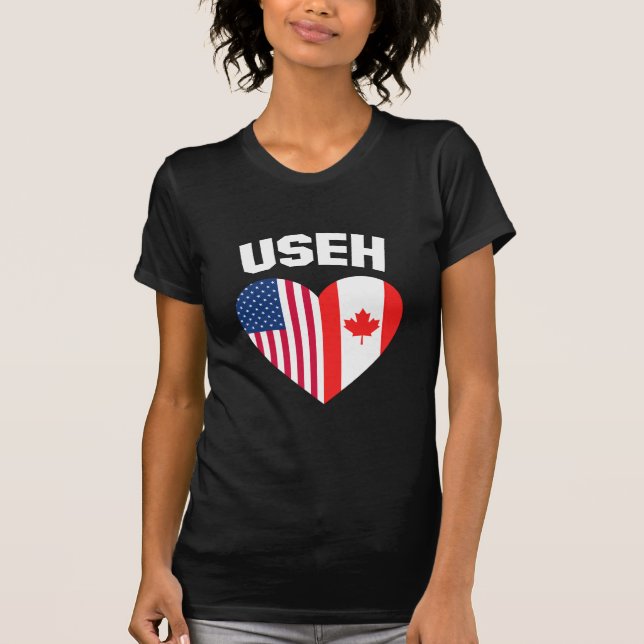 USEH America Canada Flag Funny American Canadian T-Shirt (Vorderseite)