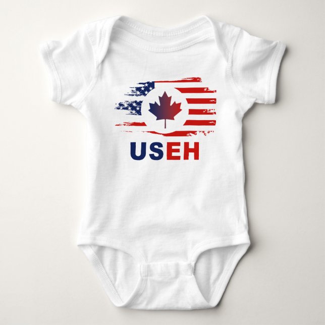 USEH Half Canadian American Canada USA Flag United Baby Strampler (Vorderseite)