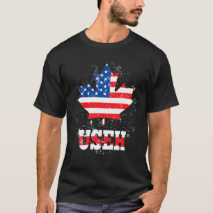 USEH Leaf Canadian American Flag America Canada Pa T-Shirt