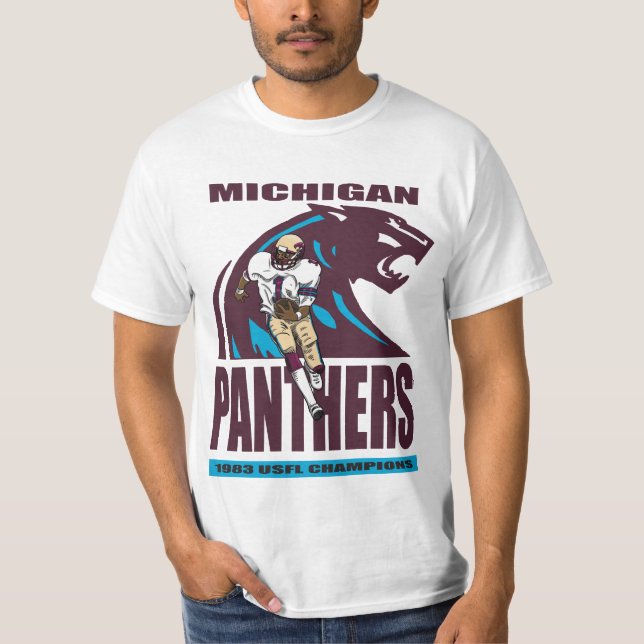 USFL Michigan Panthers Retro Football T - Shirt (Vorderseite)
