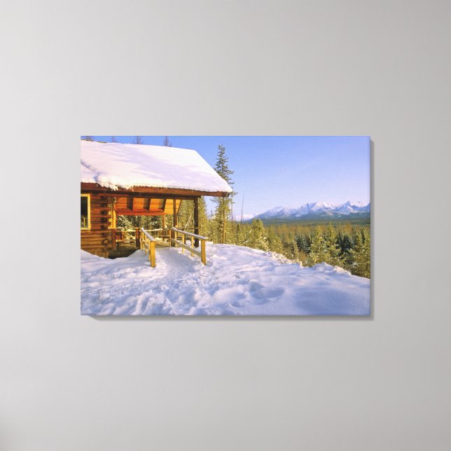 USFS Schnauss Cabin Vermietung im Winter Buchung Leinwanddruck (Vorderseite)