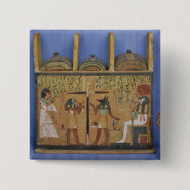 Ushabti Schatulle mit einer Szene von psychostasis Button (Vorderseite)