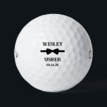 Usher Black Bow Tie Golfball<br><div class="desc">These golf balls are a great favor for the ushers in your wedding. They feature a black bow tie with the usher's name above it in a modern CAP font and the words Usher along with the wedding date below. They'd be great for a bachelor party or weekend. The job...</div>
