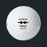 Usher Black Bow Tie Golfball<br><div class="desc">These golf balls are a great favor for the ushers in your wedding. They feature a black bow tie with the usher's name above it in a modern CAP font and the words Usher along with the wedding date below. They'd be great for a bachelor party or weekend. The job...</div>