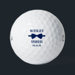 Usher Blue Bow Tie Golfball<br><div class="desc">These golf balls are a great favor for the ushers in your wedding. They feature a blue bow tie with the usher's name above it in a modern CAP font and the words Usher along with the wedding date below. They'd be great for a bachelor party or weekend. The job...</div>