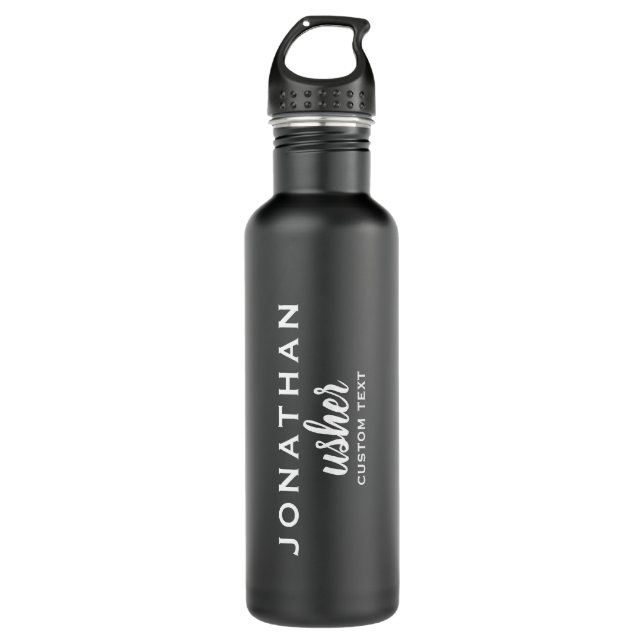 Usher Custom Wedding Gefallen Modernes Monogram Edelstahlflasche (Vorderseite)