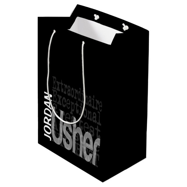 Usher Extraordinaire CUSTOM Mittlere Geschenktüte (Rückseite Schrägansicht)