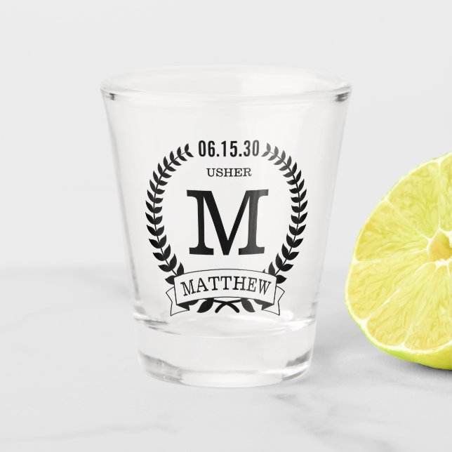Usher Initials Schnapsglas (Vorderseite)