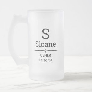 Usher-Monogramm Glasierter Bierkrug Mattglas Bierglas