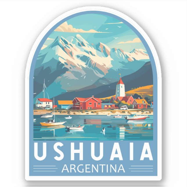 Ushuaia Argentina Travel Art Vintag Aufkleber (Vorderseite)