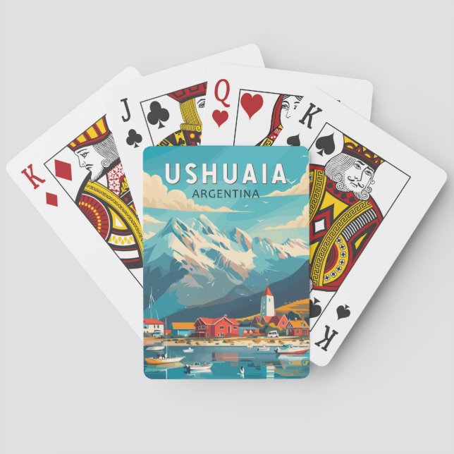 Ushuaia Argentina Travel Art Vintag Spielkarten (Rückseite)
