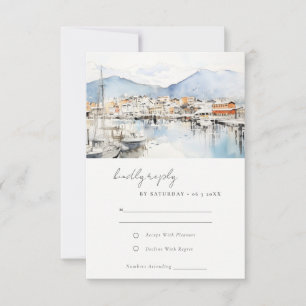 Ushuaia, Argentinien Aquarell-Landschaft Hochzeit RSVP Karte