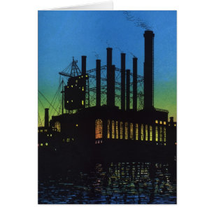 Usine de fabrication au coucher du soleil, Entrepr