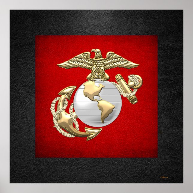 USMC Adler, Globe & Anchor (EGA) [3D] Poster (Vorne)