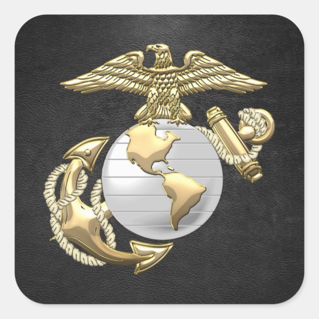 USMC Adler, Globe & Anchor (EGA) [3D] Quadratischer Aufkleber (Vorderseite)