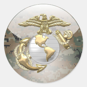 USMC Adler, Globe & Anchor (EGA) [3D] Runder Aufkleber