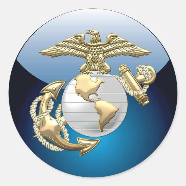 USMC Adler, Globe & Anchor (EGA) [3D] Runder Aufkleber (Vorderseite)