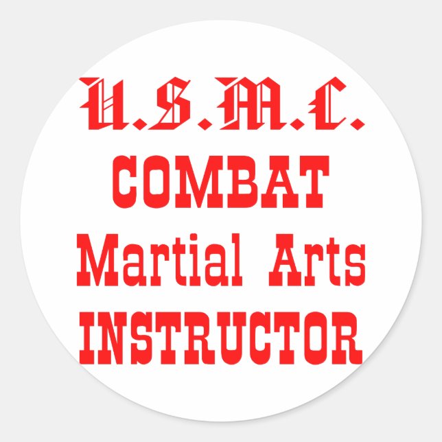 USMC Combat Martial Arts Instructor Runder Aufkleber (Vorderseite)