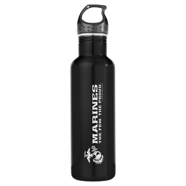 USMC Das Wenige Das stolze Logo - Weiß Edelstahlflasche (Vorderseite)