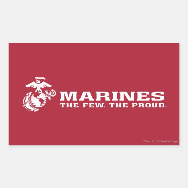 USMC Das Wenige Das stolze Logo - Weiß Rechteckiger Aufkleber (Vorderseite)