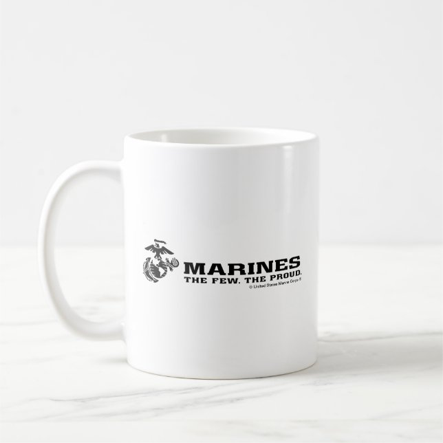 USMC "Die wenigen, die stolz" gestapelte schwarze  Kaffeetasse (Links)