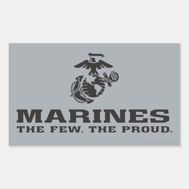 USMC "Die wenigen, die stolz" gestapelte schwarze  Rechteckiger Aufkleber (Vorderseite)