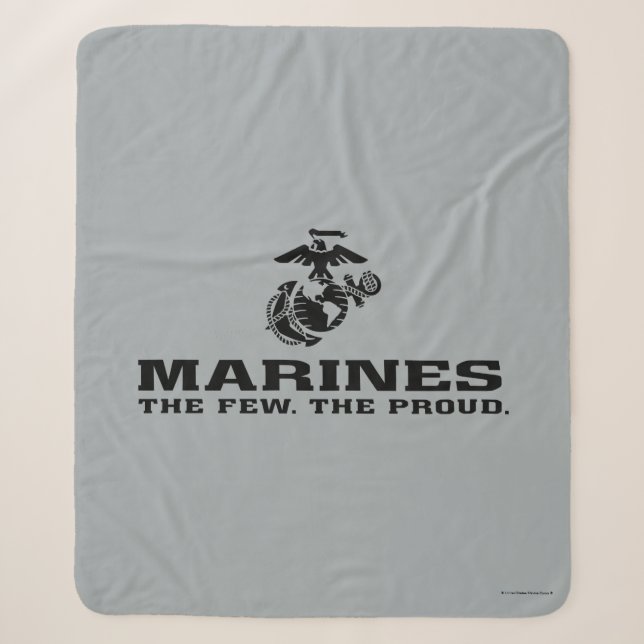 USMC "Die wenigen, die stolz" gestapelte schwarze  Sherpadecke (Vorderseite)