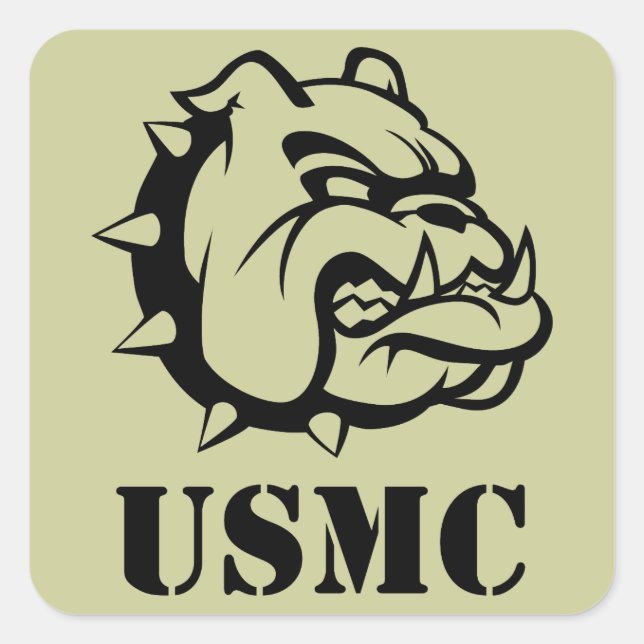 USMC Dog Quadratischer Aufkleber (Vorderseite)