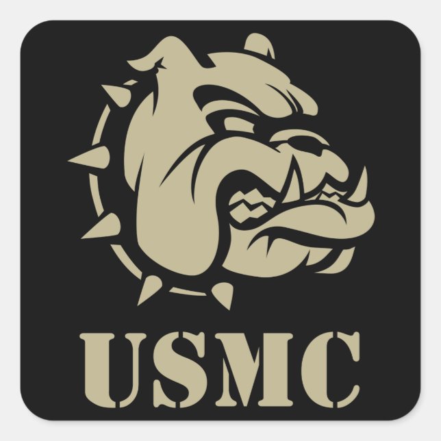 USMC Dog Quadratischer Aufkleber (Vorderseite)