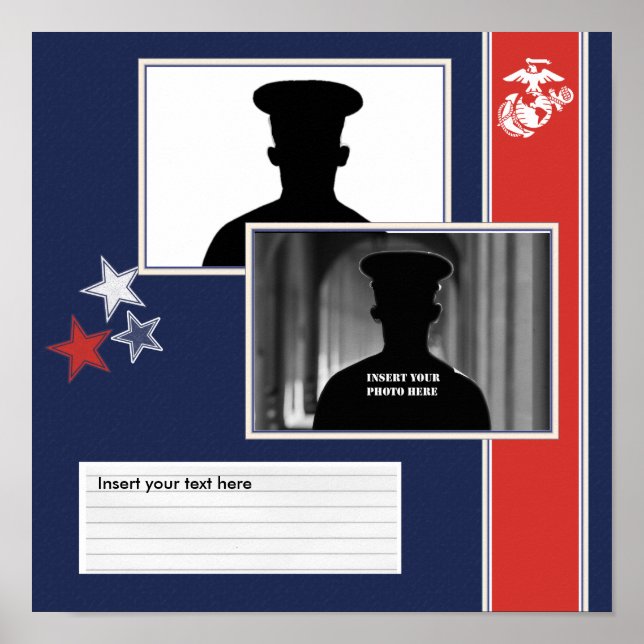 USMC Dress Blues Foto Collage Poster (Vorne)