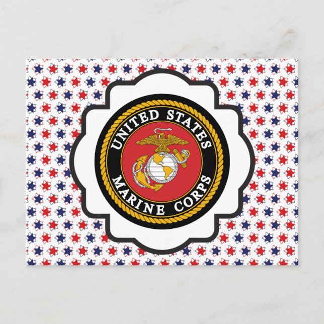 USMC Emblem mit roten, weißen und blauen Sternen Postkarte (Vorderseite)