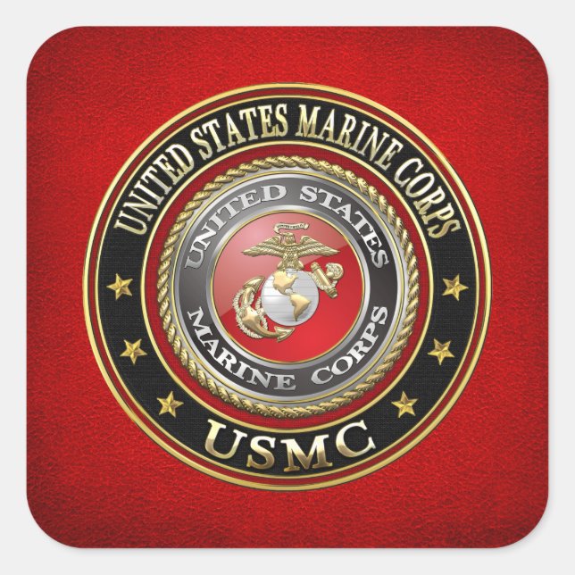 USMC-Emblem [Special Edition] [3D] Quadratischer Aufkleber (Vorderseite)